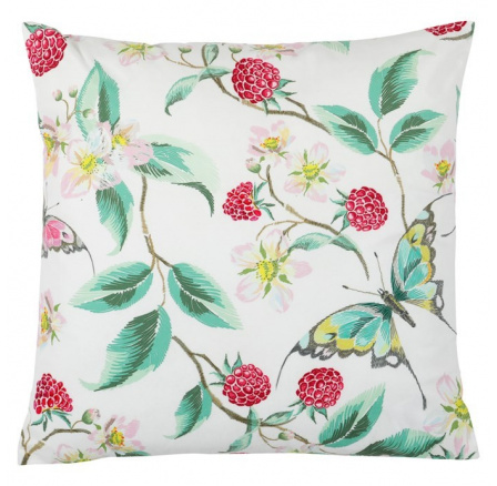 Polštář s výplní – sametový, vzor s malinami, 45 x 45 cm Polštář s výplní – sametový, vzor s malinami, 45 x 45 cm
