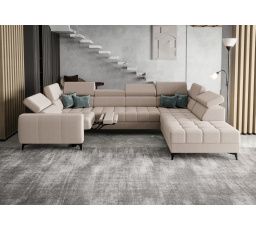 Rohová sedacia súprava PORTO MAX I, relax 225X350X193 cm - pravá, odtiene svetlej béžovej