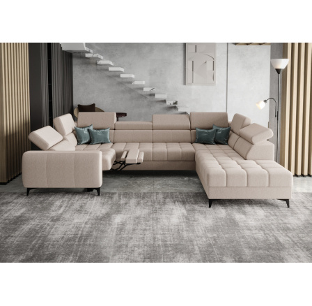 Rohová sedacia súprava PORTO MAX I, relax 225X350X193 cm - pravá, odtiene svetlej béžovej Rohová sedacia súprava PORTO MAX I, relax 225X350X193 cm - pravá, odtiene svetlej béžovej