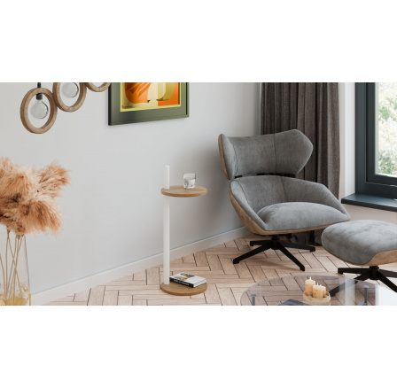 Pomocný stolík Claro okrúhly priemer 30 cm - rôzne farby na výber - Dub Lancelot, Biely Mat