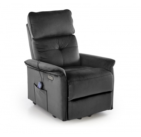 Elektricky polohovateľné a masážne kreslo SEMIR 2, Čierny Bluvel 19