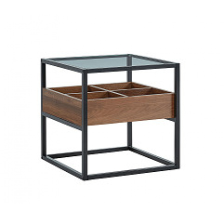 HARMONY B - konferenčný stolík štvorcový, laminovaný orech/kov čierny , kolekcia "S" (HARMONYBORC=1PACK) (K150)