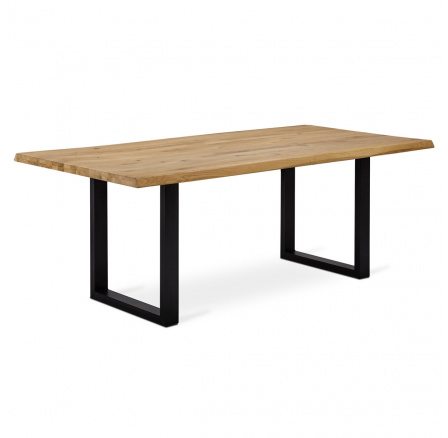 Jedálenský stôl 180x90x75 cm, dubový masív, olejová povrchová úprava, kovová podnož 8x4