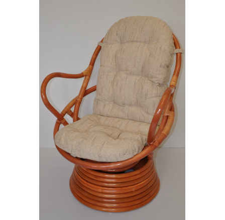 Ratanové hojdacie kreslo Swivel Helsinki 2 cognac - vankúš Ebony Ratanové hojdacie kreslo Swivel Helsinki 2 cognac - vankúš Ebony