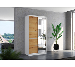 Posuvná skriňa so zrkadlom ORLANDO 100 Biela+Artisan