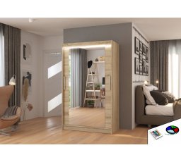 Posuvná skriňa so zrkadlom a LED osvetlením TIBAGO 120 Sonoma+Sonoma