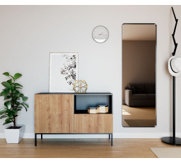 Lanzzi 120 komoda čierna matná / dub artisan čierna matná, dub artisan 120x80