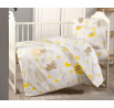 Bavlnené detské obliečky do malej postieľky 90x135, 45x60 cm medvedík v oblakoch nitkový gombík