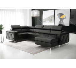 Rohová sedacia súprava ORION MAX III s funkciou spania 165x320x185 cm - čierna eko koža, ľavá