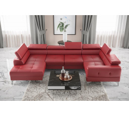 Rohová sedacia súprava TOSCANIA MAX I 170x350x185 cm prírodná koža - červená koža, pravá