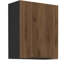 Horná skrinka MONZA - 60 G-72 1F, Čierna mat/Orech