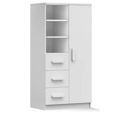 Regál 80 3S1D SMYK I - 05, Biela Mat/Biela