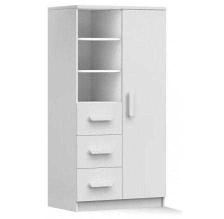 Regál 80 3S1D SMYK I - 05, Biela Mat/Biela