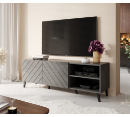 TV komoda ABETO 150, grafit matná / grafit lesklá