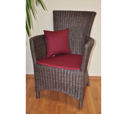 Ratanové kreslo Pluto hnedé bordové