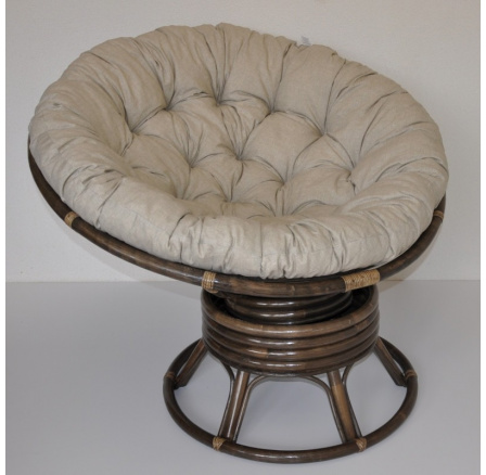 Ratanový papasan hojdací hnedý poduška tmavo béžový melír