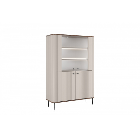 VESPER VITRÍNA 103 4D - kašmír mdf / orech / čierne nohy VESPER VITRÍNA 103 4D - kašmír mdf / orech / čierne nohy