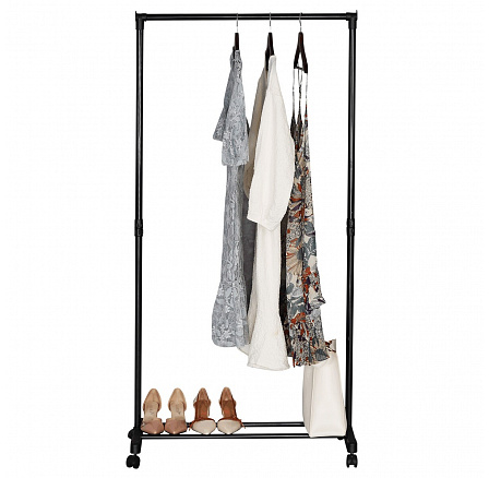 Stojan na šaty, jednoramenný, čierny, kov / plast
