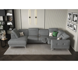 Rohová sedacia súprava MALIBU MAX II s funkciou spania a relaxácie 180x350x182 cm - sivá, pravá strana