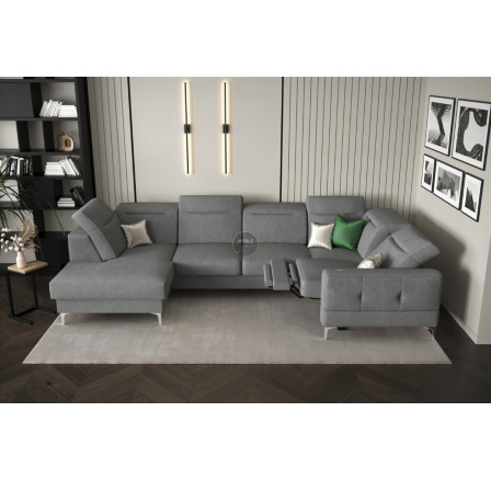 Rohová sedacia súprava MALIBU MAX II s funkciou spania a relaxácie 180x350x182 cm - sivá, pravá strana