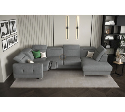 Rohová sedacia súprava MALIBU MAX II s funkciou spania a relaxácie 180x350x182 cm - sivá, ľavá strana