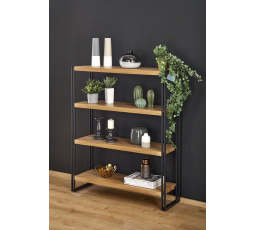 Regál BOLIVAR REG1, dub zlatý/čierny