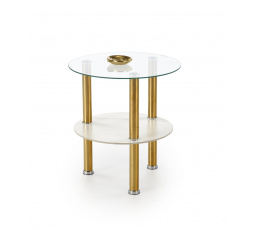 Konferenčný stolík DUCAT S, efekt bieleho mramoru / zlatá