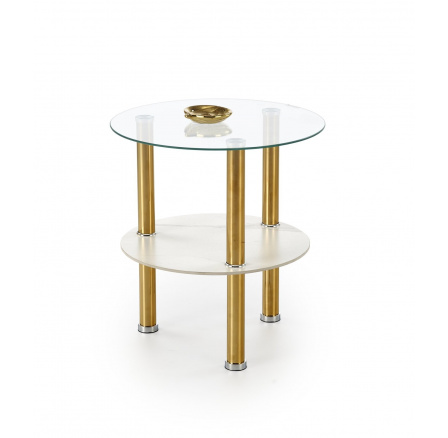 Konferenčný stolík DUCAT S, efekt bieleho mramoru / zlatá