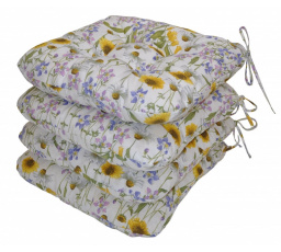 Vankúš na sedenie UNI Maxi s lúčnymi kvetmi na bielom podklade - sada 4 kusov