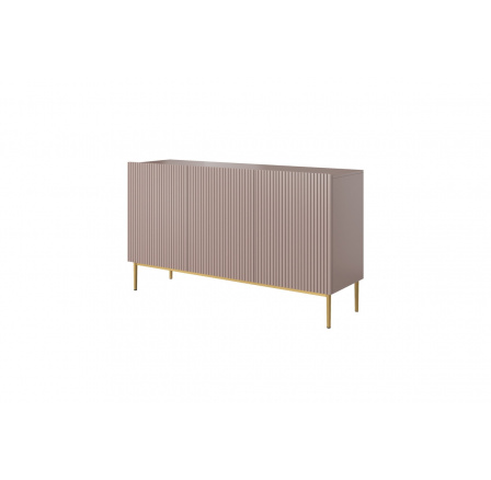 Komoda Nicole 150 cm - staroružová MDF / zlaté nohy
