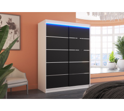 Posuvná skriňa s LED osvetlením LUFT 150 Biela+Čierna