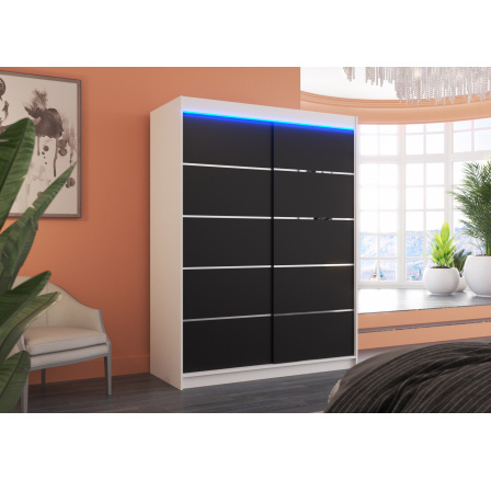 Posuvná skriňa s LED osvetlením LUFT 150 Biela+Čierna