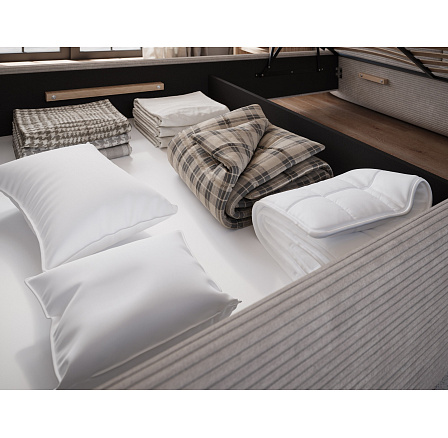 Bed Ollival 140x200 s kovovým rámom a úložným boxom, béžový zamat Jarell 20 1 Bed Ollival 140x200 s kovovým rámom a úložným boxom, béžový zamat Jarell 20 1