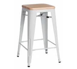 Barová stolička Paris Wood 65 cm biela prírodná borovica