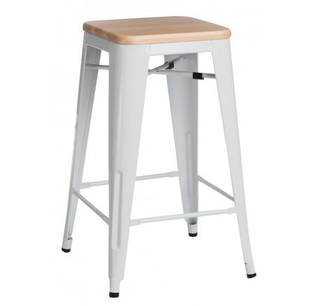 Barová stolička Paris Wood 65 cm biela prírodná borovica