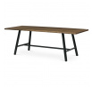 Stôl jedálenský, 220x90cm, dyha, farba orech, kovová čierna noha