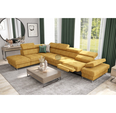 Rohová sedacia súprava GALAXY, relax s funkciou spania 225X350 cm - žltá, ľavá Rohová sedacia súprava GALAXY, relax s funkciou spania 225X350 cm - žltá, ľavá