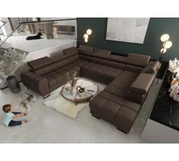 Rohová sedacia súprava ASPEN MAX I 265x350x225 cm prírodná koža - ľavá, Hnedá koža