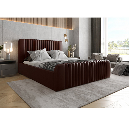 POSTEĽ MODENA Z PRÍRODNEJ KOŽE S ÚLOŽNÝM PRIESTOROM - 200 cm x 200 cm, Drevená
