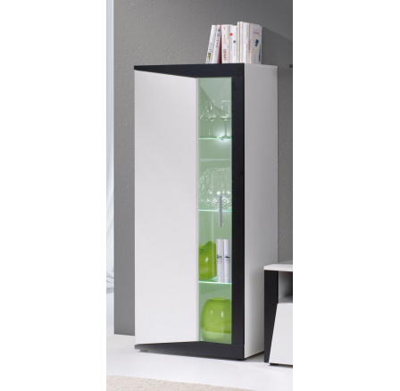 Nízka vitrína Piass ľavá biela/čierna