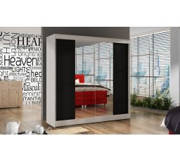 Šatní skriňa BAJA II 200, Biela/Čierna