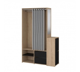 Šatní skriňa HARMONY 173, Jackson hickory/Čierna/Sivá