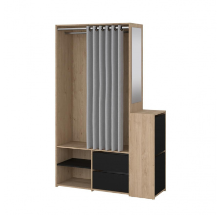 Šatní skriňa HARMONY 173, Jackson hickory/Čierna/Sivá