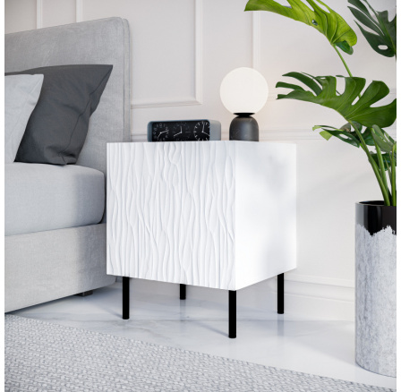 Nočný stolík JUNGLE, biela matná/biela matná