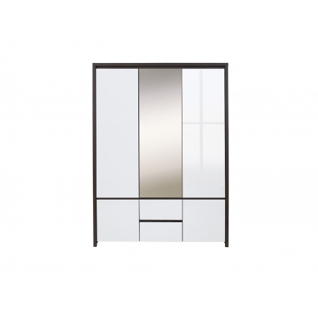 Šatníková skriňa KASPIAN SZF5D2S Wenge/biela vysoký lesk