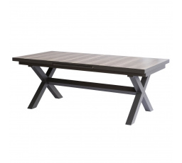 Stôl záhradný rozkladací, keramická doska v dekore dub 200+60x100x77 cm, hliníková konštrukcia