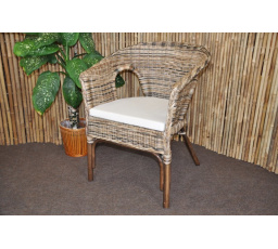 Ratanové kreslo Fabion wicker mix biely vankúš