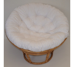 Ratanový papasan 115 cm medový - poduška biela