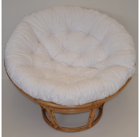 Ratanový papasan 115 cm medový - poduška biela
