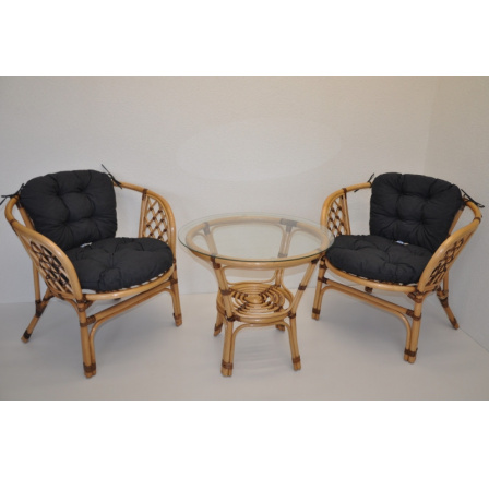 Ratanová pohovka Bahama malé vankúše LUX tmavosivá